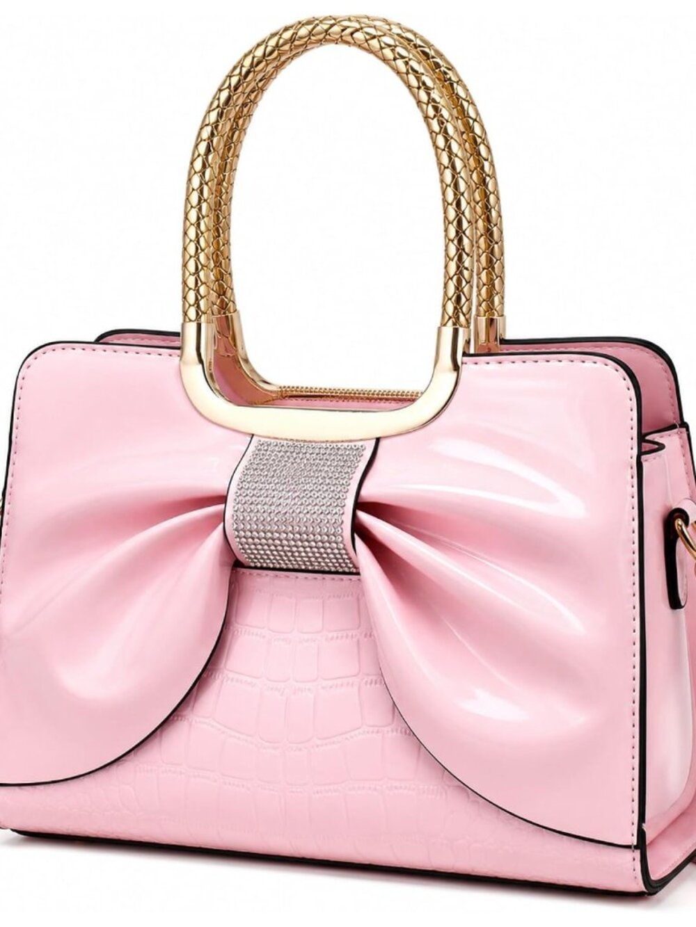 Women’s Glossy Patent Leather Handbag Top Handle Satchel - Medium Structured Sho